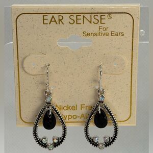 3For$20 Ear Sense  Black and Silver Teardrop Earrings